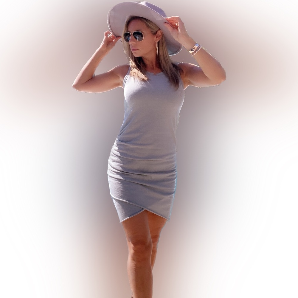 PINK LILY T-shirt tank dress, double layered, light sage green